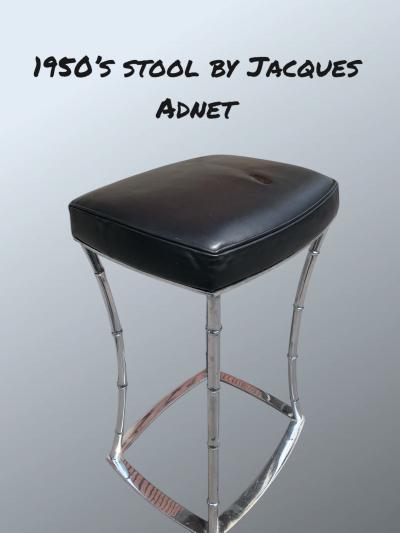 Jacques Adnet 1950s Stitched leather stool by Jacques Adnet