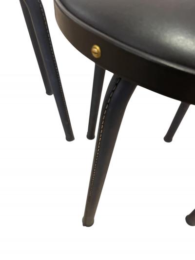 Jacques Adnet 1950s Stitched leather stools by Jacques Adnet