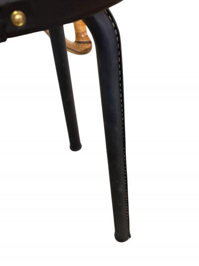 Jacques Adnet 1950s Stitched leather stools by Jacques Adnet