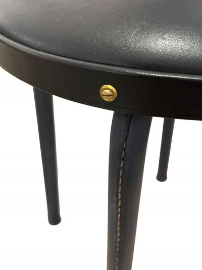 Jacques Adnet 1950s Stitched leather stools by Jacques Adnet