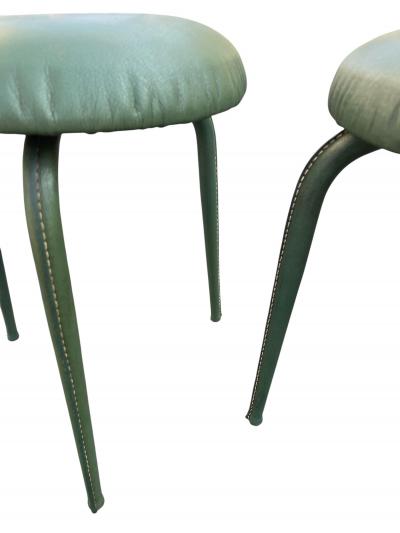 Jacques Adnet 1950s Stitched leather stools by Jacques Adnet