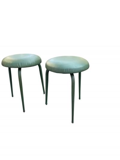 Jacques Adnet 1950s Stitched leather stools by Jacques Adnet