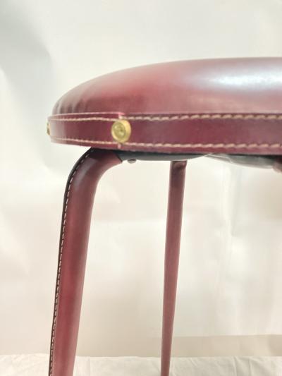 Jacques Adnet 1950s Stitched leather stools by Jacques adnet