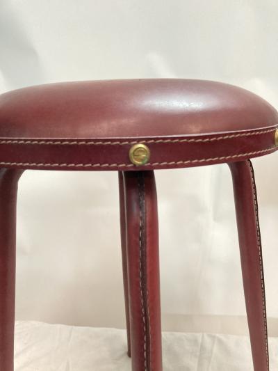 Jacques Adnet 1950s Stitched leather stools by Jacques adnet