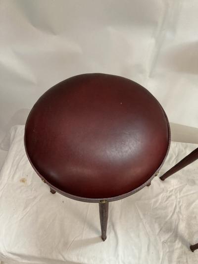 Jacques Adnet 1950s Stitched leather stools by Jacques adnet