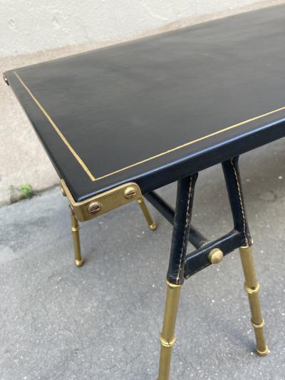 Jacques Adnet 1950s Stitched leather table by Jacques Adnet
