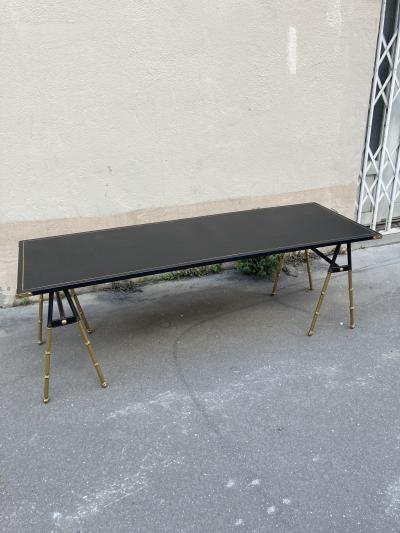 Jacques Adnet 1950s Stitched leather table by Jacques Adnet