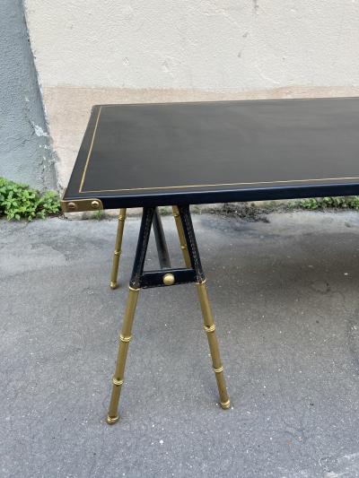 Jacques Adnet 1950s Stitched leather table by Jacques Adnet