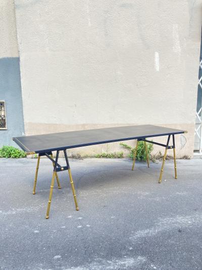 Jacques Adnet 1950s Stitched leather table by Jacques Adnet