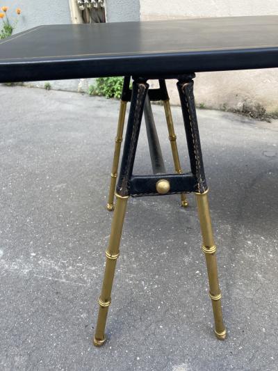 Jacques Adnet 1950s Stitched leather table by Jacques Adnet