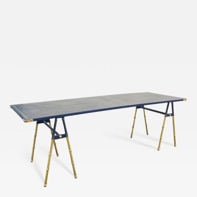 Jacques Adnet 1950s Stitched leather table by Jacques Adnet