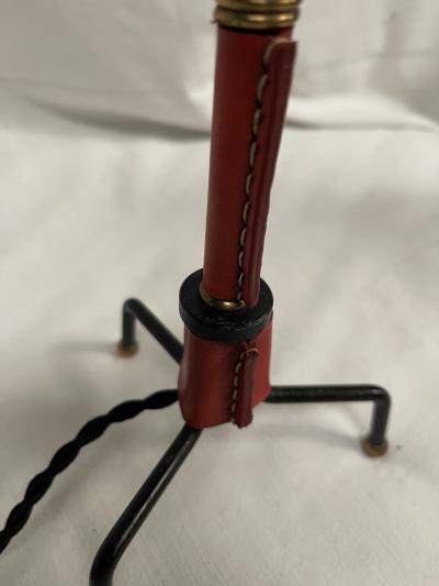 Jacques Adnet 1950s Stitched leather table lamp by Jacques Adnet