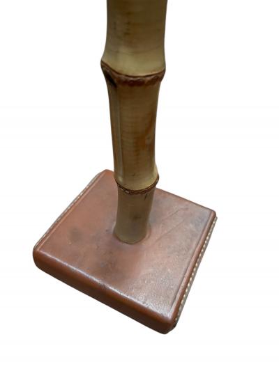 Jacques Adnet 1950s Stitched leather table lamp by Jacques Adnet