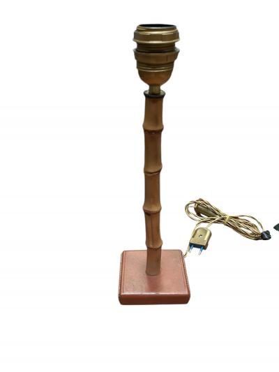 Jacques Adnet 1950s Stitched leather table lamp by Jacques Adnet