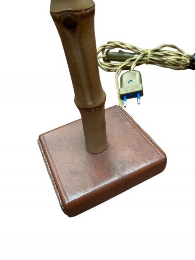 Jacques Adnet 1950s Stitched leather table lamp by Jacques Adnet