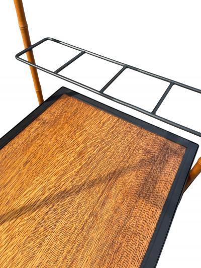 Jacques Adnet 1950s Stitched leather trolley by Jacques Adnet