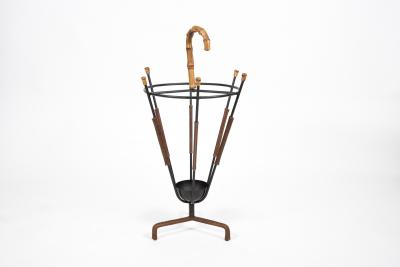 Jacques Adnet 1950s Stitched leather umbrella stand By Jacques Adnet