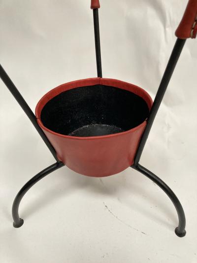 Jacques Adnet 1950s Stitched leather umbrella stand By Jacques Adnet