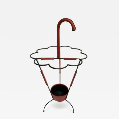 Jacques Adnet 1950s Stitched leather umbrella stand By Jacques Adnet