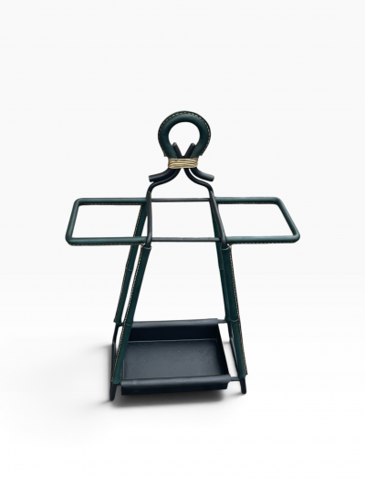 Jacques Adnet 1950s Stitched leather umbrella stand by Jacques ADNET