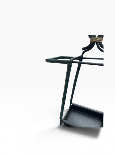 Jacques Adnet 1950s Stitched leather umbrella stand by Jacques ADNET