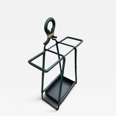 Jacques Adnet 1950s Stitched leather umbrella stand by Jacques ADNET