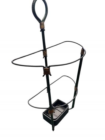 Jacques Adnet 1950s Stitched leather umbrella stand by Jacques Adnet