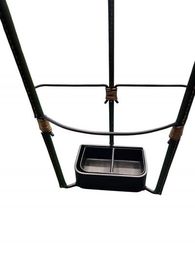 Jacques Adnet 1950s Stitched leather umbrella stand by Jacques Adnet