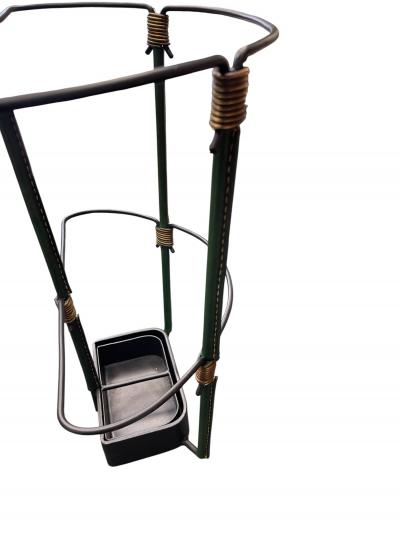 Jacques Adnet 1950s Stitched leather umbrella stand by Jacques Adnet