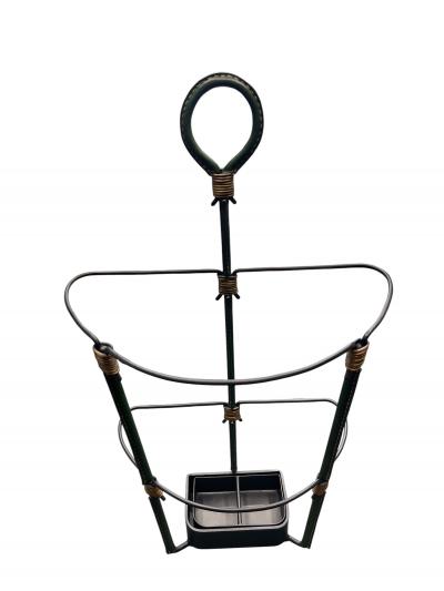 Jacques Adnet 1950s Stitched leather umbrella stand by Jacques Adnet