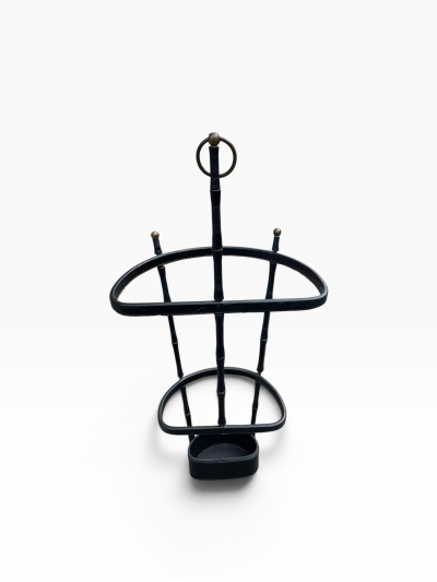 Jacques Adnet 1950s Stitched leather umbrella stand by Jacques Adnet