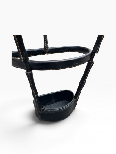 Jacques Adnet 1950s Stitched leather umbrella stand by Jacques Adnet