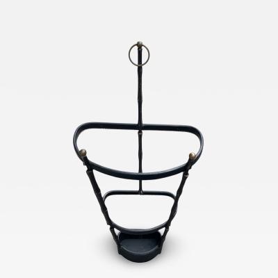 Jacques Adnet 1950s Stitched leather umbrella stand by Jacques Adnet