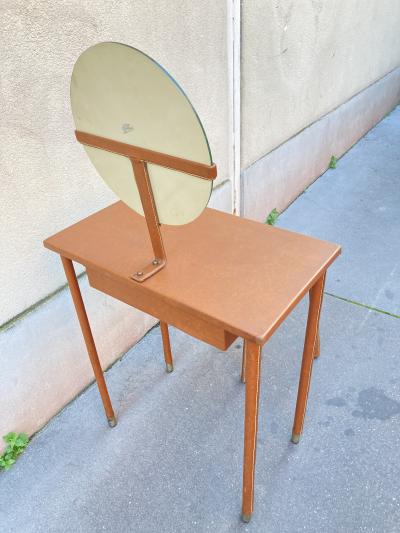 Jacques Adnet 1950s Stitched leather vanity by Jacques Adnet