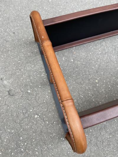 Jacques Adnet 1950s Stitched leather wall shelve by Jacques Adnet