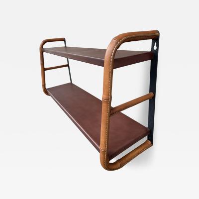 Jacques Adnet 1950s Stitched leather wall shelve by Jacques Adnet