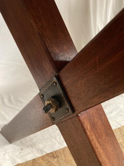 Jacques Adnet 1950s Stitched leather writing table by Jacques Adnet