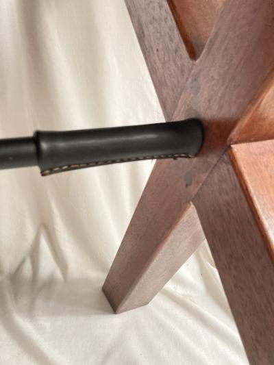 Jacques Adnet 1950s Stitched leather writing table by Jacques Adnet