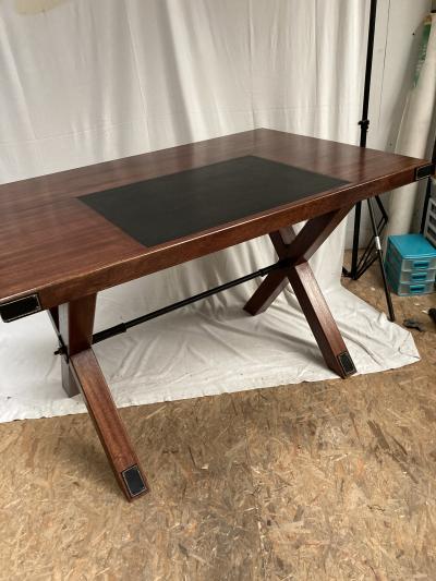 Jacques Adnet 1950s Stitched leather writing table by Jacques Adnet