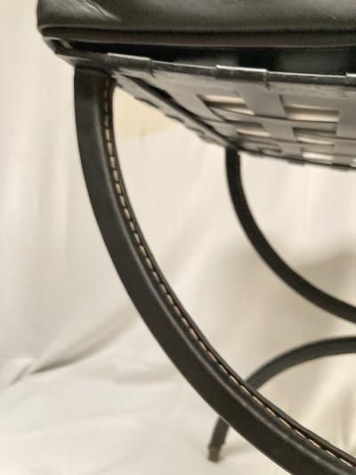 Jacques Adnet 1950s pair of stitched leather Ottomans by Jacques Adnet