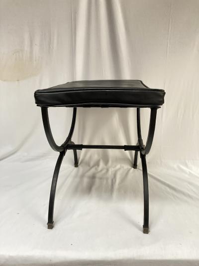 Jacques Adnet 1950s pair of stitched leather Ottomans by Jacques Adnet