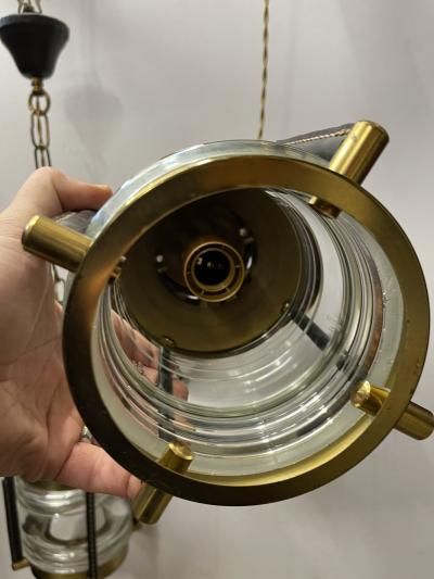 Jacques Adnet 1950s pair of stitched leather lanterns by Jacques Adnet