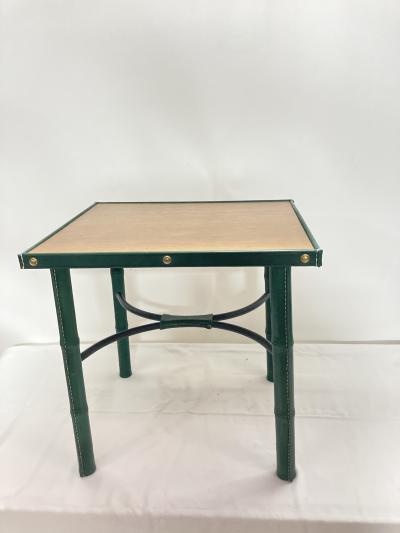 Jacques Adnet 1950s pair of stitched leather side tables by Jacques Adnet