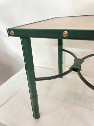 Jacques Adnet 1950s pair of stitched leather side tables by Jacques Adnet