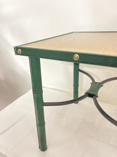 Jacques Adnet 1950s pair of stitched leather side tables by Jacques Adnet