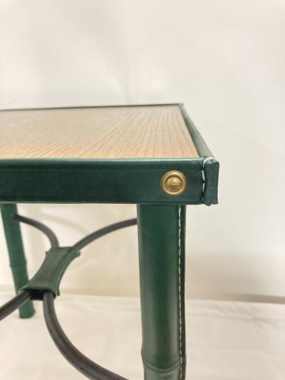 Jacques Adnet 1950s pair of stitched leather side tables by Jacques Adnet