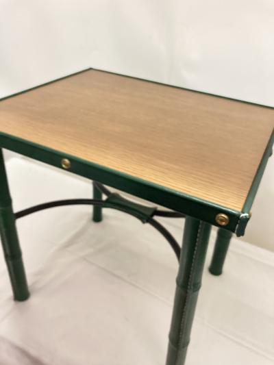 Jacques Adnet 1950s pair of stitched leather side tables by Jacques Adnet