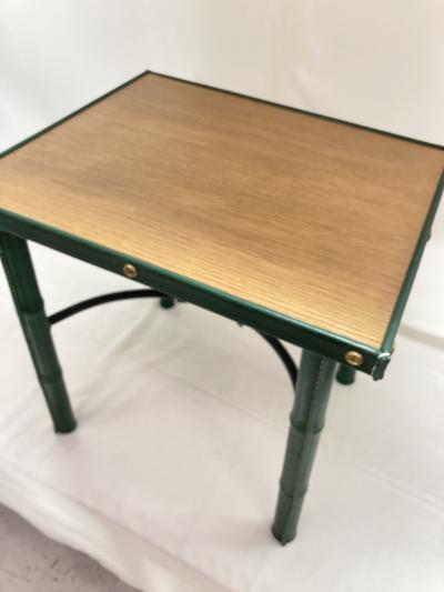 Jacques Adnet 1950s pair of stitched leather side tables by Jacques Adnet