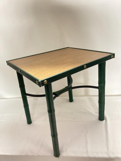 Jacques Adnet 1950s pair of stitched leather side tables by Jacques Adnet