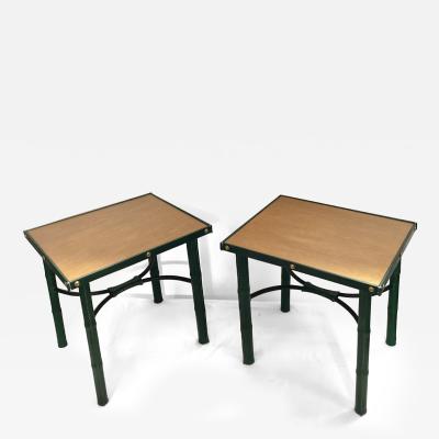 Jacques Adnet 1950s pair of stitched leather side tables by Jacques Adnet